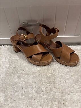 AEROSOLES Tan Cork Platform Wedge Sandals